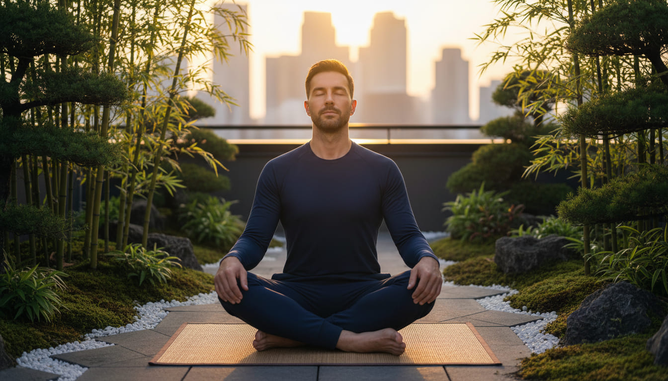 Man managing stress through mindfulness